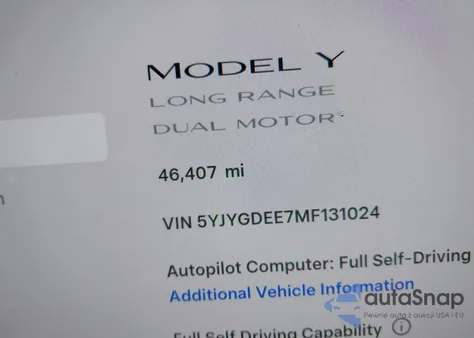2021 Tesla Model Y Long Range Dual Motor All-Wheel Drive из США, поврежденный, VIN 5YJYGDEE7MF131024